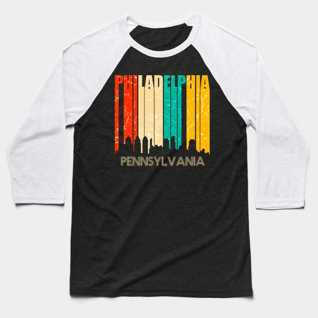 Philadelphia Skyline Baseball T-Shirt by Mila46